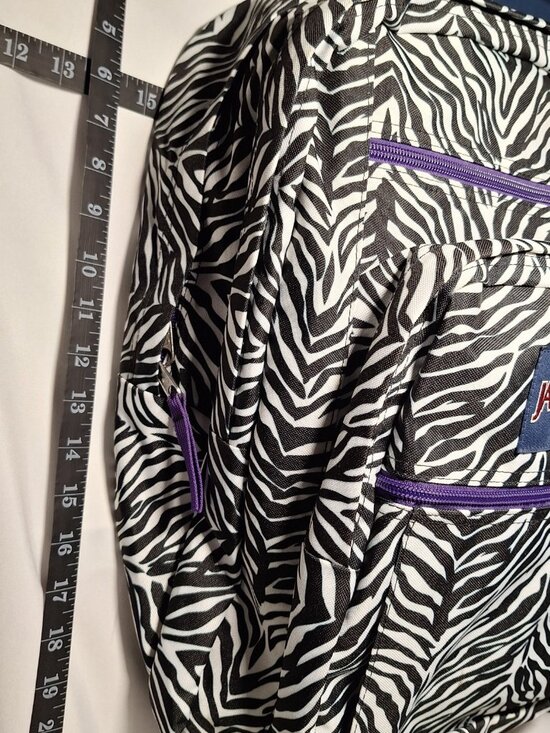 Jansport Backpack Zebra Black White w/Purple main image 5
